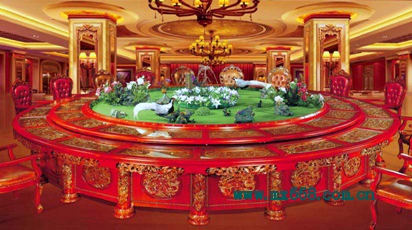 青岛酒店大型电动餐桌转盘效果图片